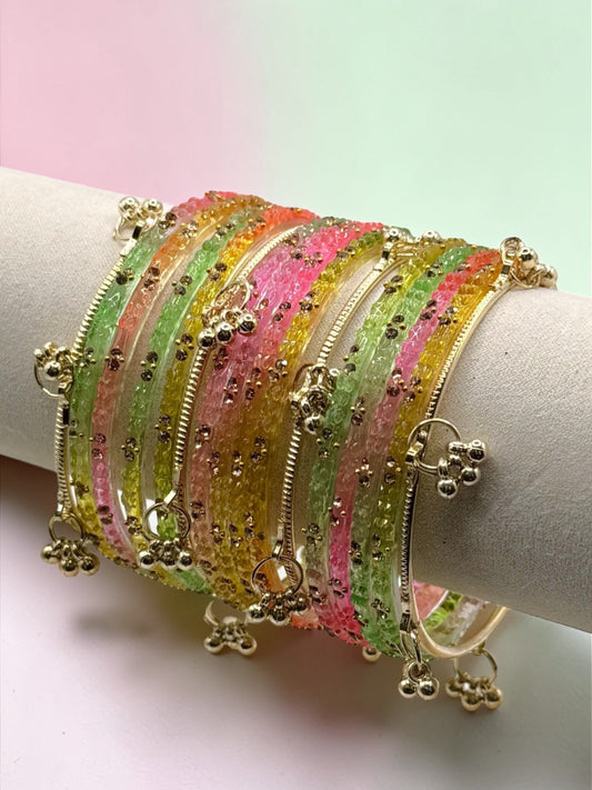Warda وردة Viral Pastel Kashmiri Glass Bangles in Size 2.6