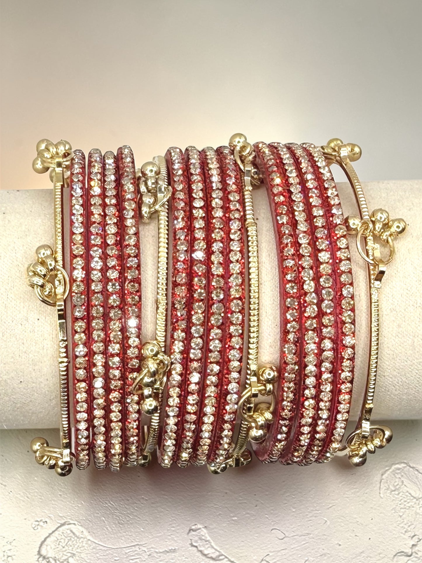 Sameeha سميحة Viral Red Dot Kashmiri Glass Bangles in Sizes 2.2, 2.4, 2.6, and 2.8