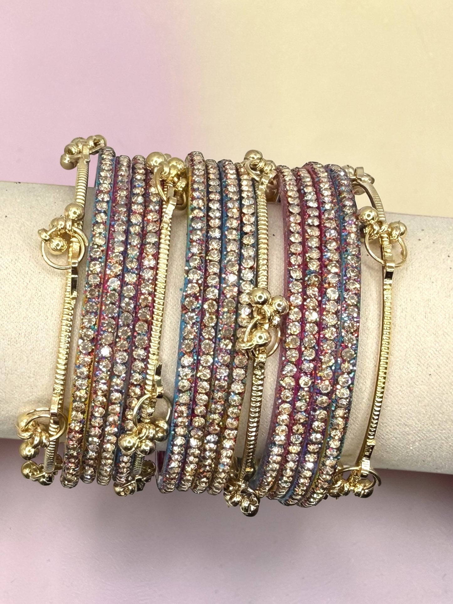 Sameeha سميحة Viral Multicolor Dot Kashmiri Glass Bangles in Sizes 2.2, 2.4, and 2.6