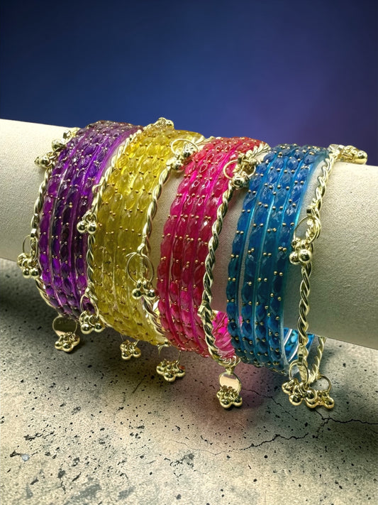 Sidra سدرة Viral Multicolor Kashmiri Glass Bangles in Size 2.4 and 2.6 with Premium Kashmiri Kaday