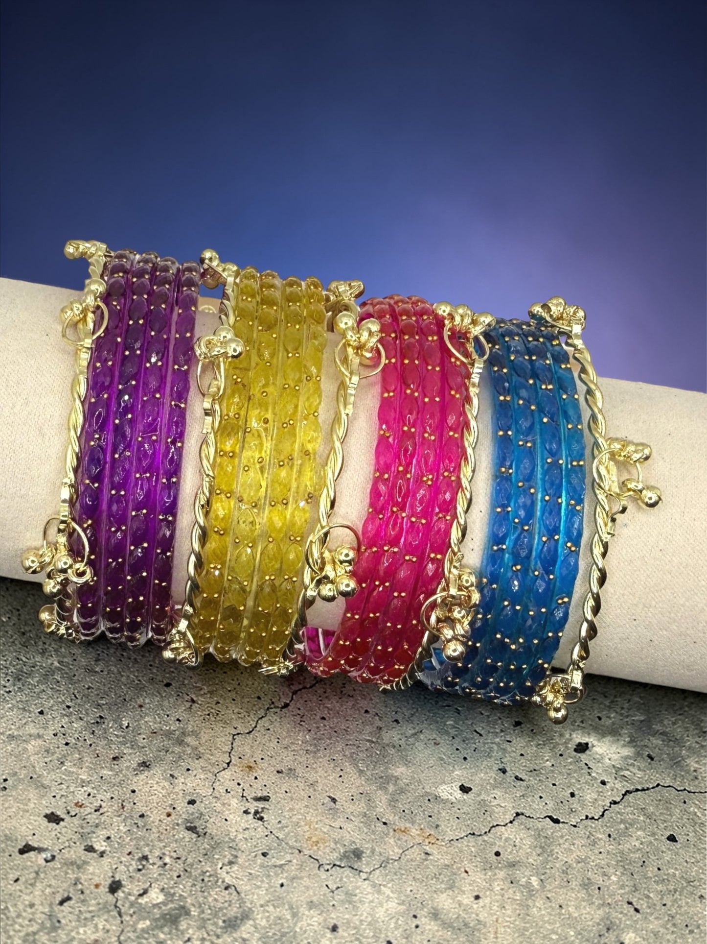 Sidra سدرة Viral Multicolor Kashmiri Glass Bangles in Size 2.4 and 2.6 with Premium Kashmiri Kaday