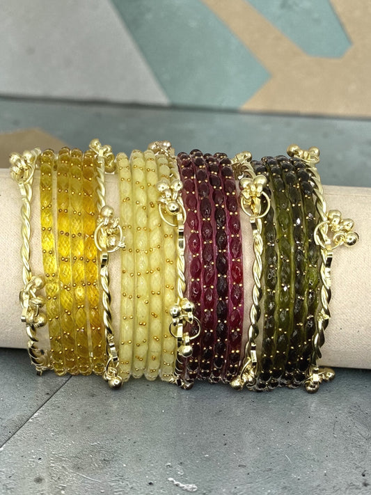 Naima نعيمة Viral Multicolor Kashmiri Glass Bangles in Size 2.4 and 2.6 with Premium Kashmiri Kaday