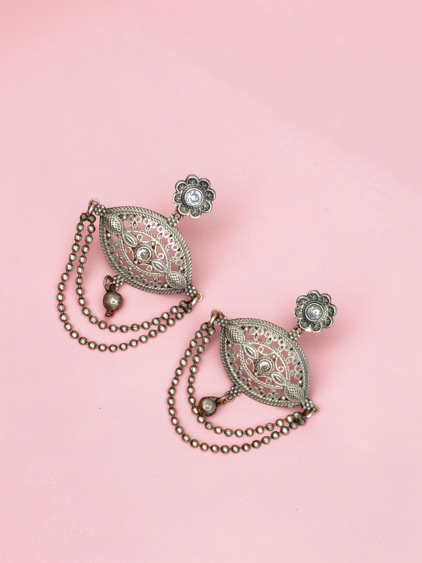 Suman सुमन Silver Plated Earrings in Silver