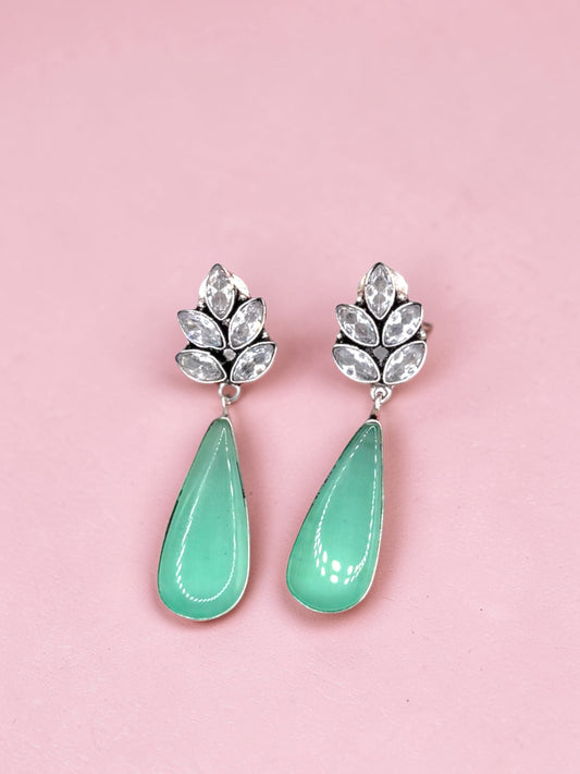 Sneha स्नेहा Silver Plated Earrings in Mint