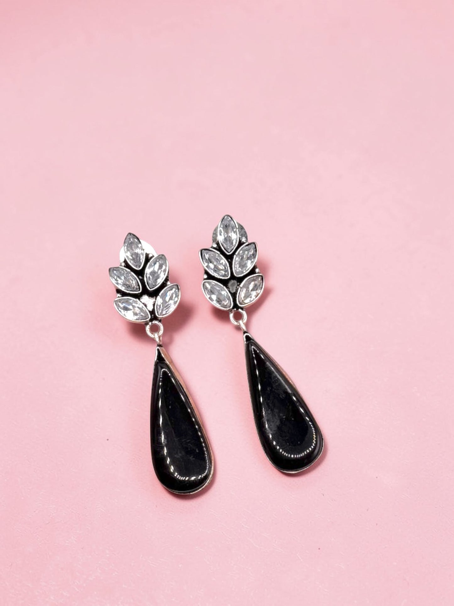 Sneha स्नेहा Silver Plated Earrings in Black