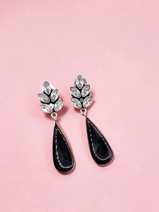 Sneha स्नेहा Silver Plated Earrings in Black