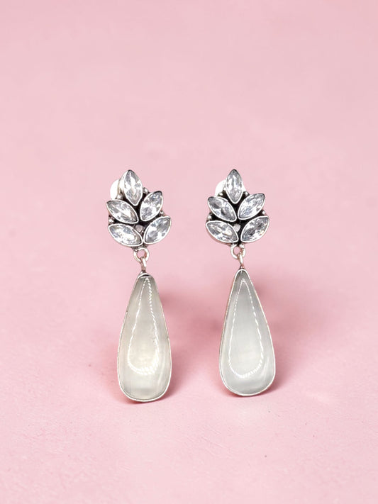 Sneha स्नेहा Silver Plated Earrings in Grey
