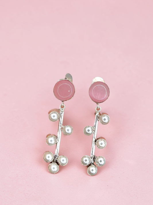 Poonam पूनम Silver Plated Earrings in Pink
