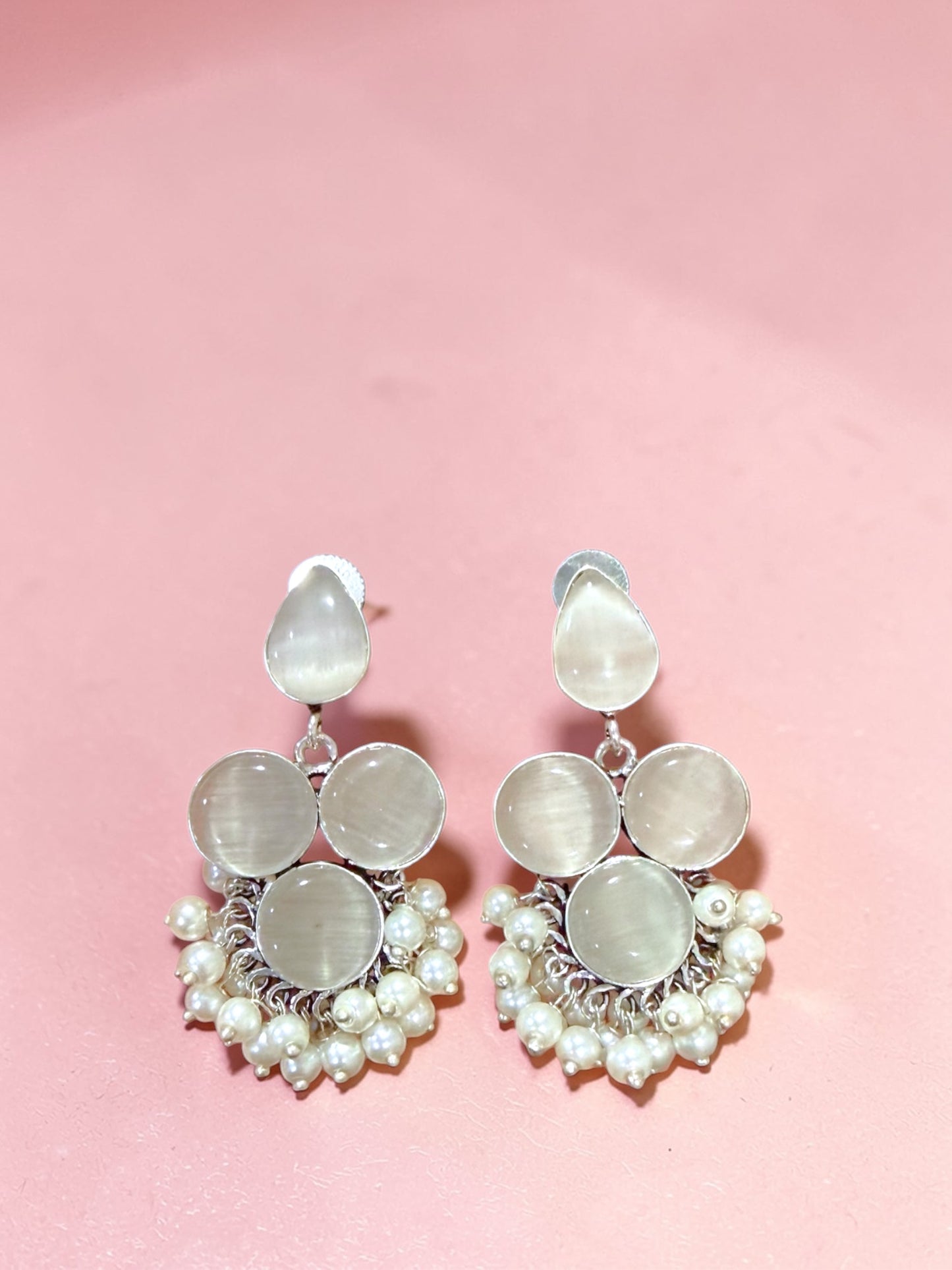 Komal कोमल Silver Plated Earrings in Grey