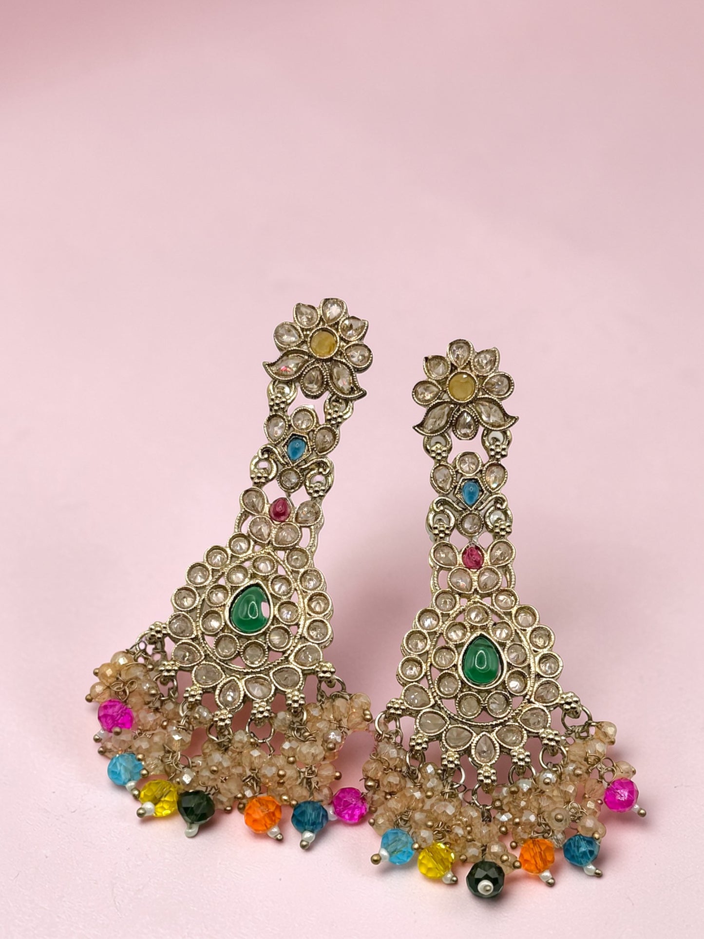 Darpana दर्पणा Polki Earrings in Multicolor