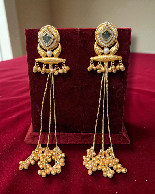 Nusrat नुसरत Viral Kashmiri Earrings with Ghungroo in Grey