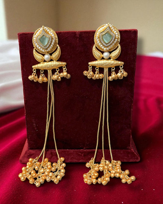 Nusrat नुसरत Viral Kashmiri Earrings with Ghungroo in Sky Blue