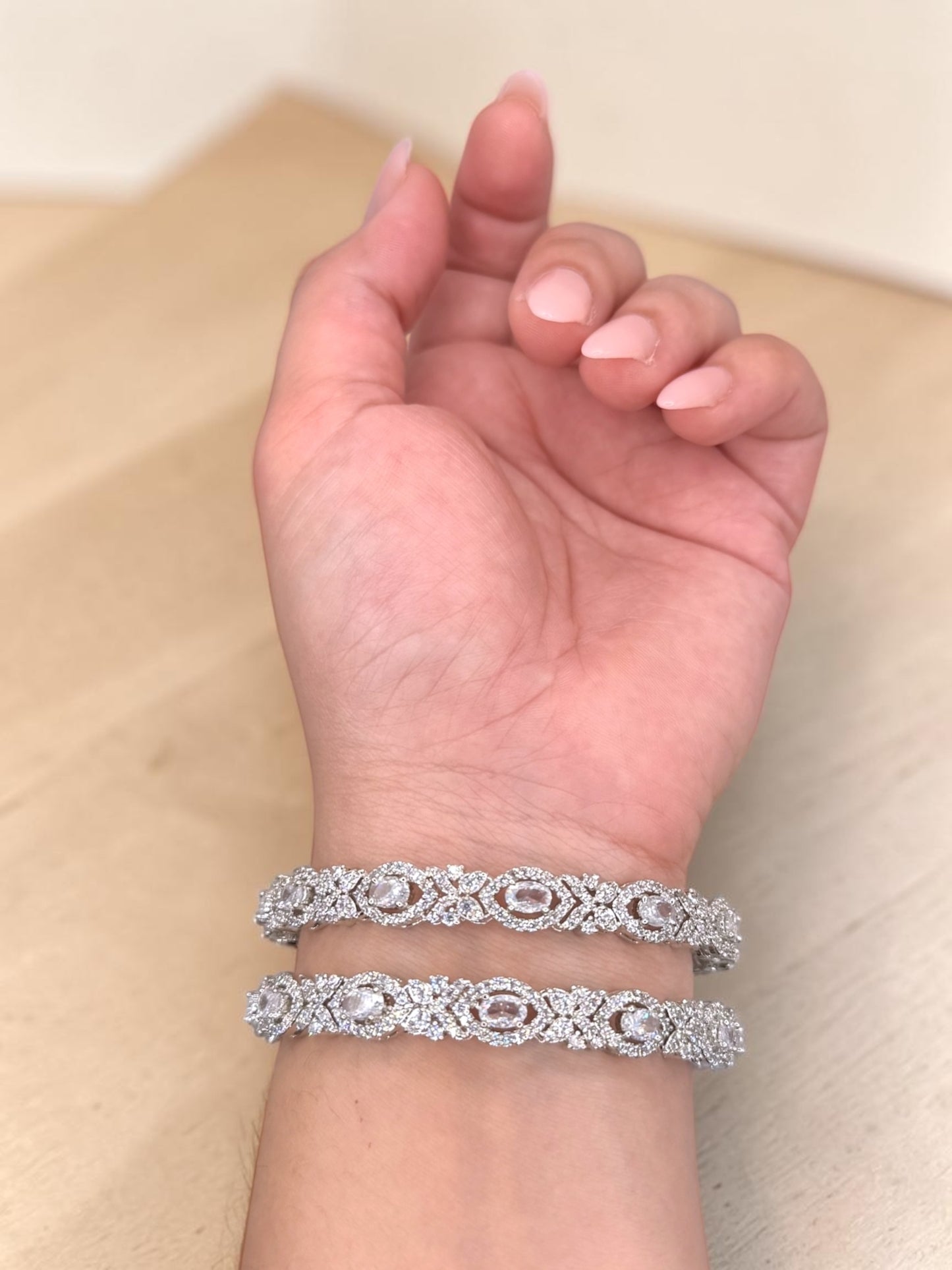 Shaima شيماء American Diamond Kaday in Silver