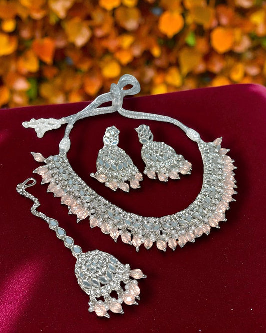 Firdaus فردوس Mirror Set in Pink and Silver