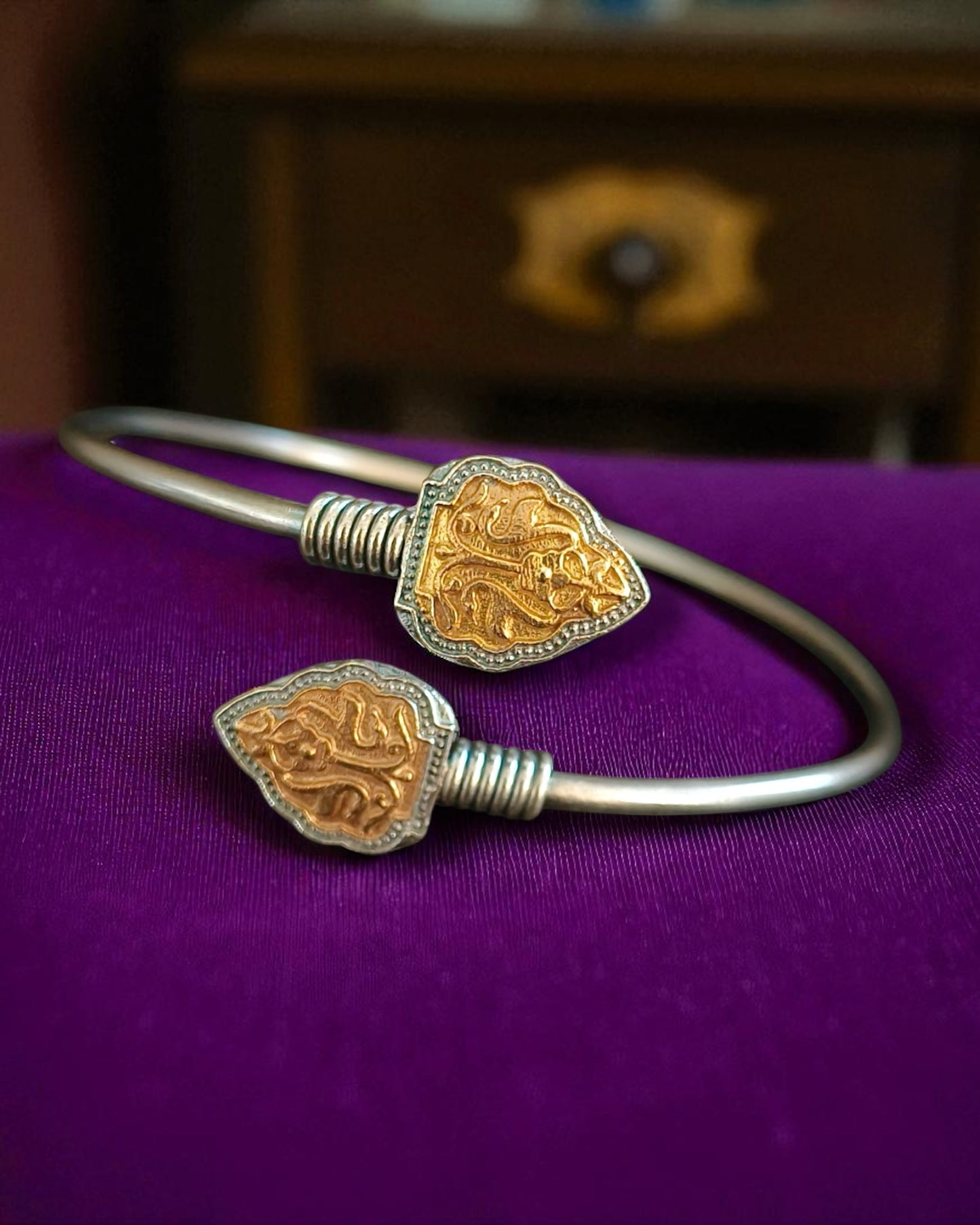 Amrita अमृता Dual Tone Silver Plated Openable Kada
