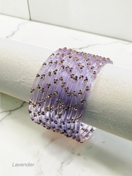 Nadia نادية Premium Quality Glass Bangles in Size 2.2, 2.4, 2.6, 2.8 - Lavender