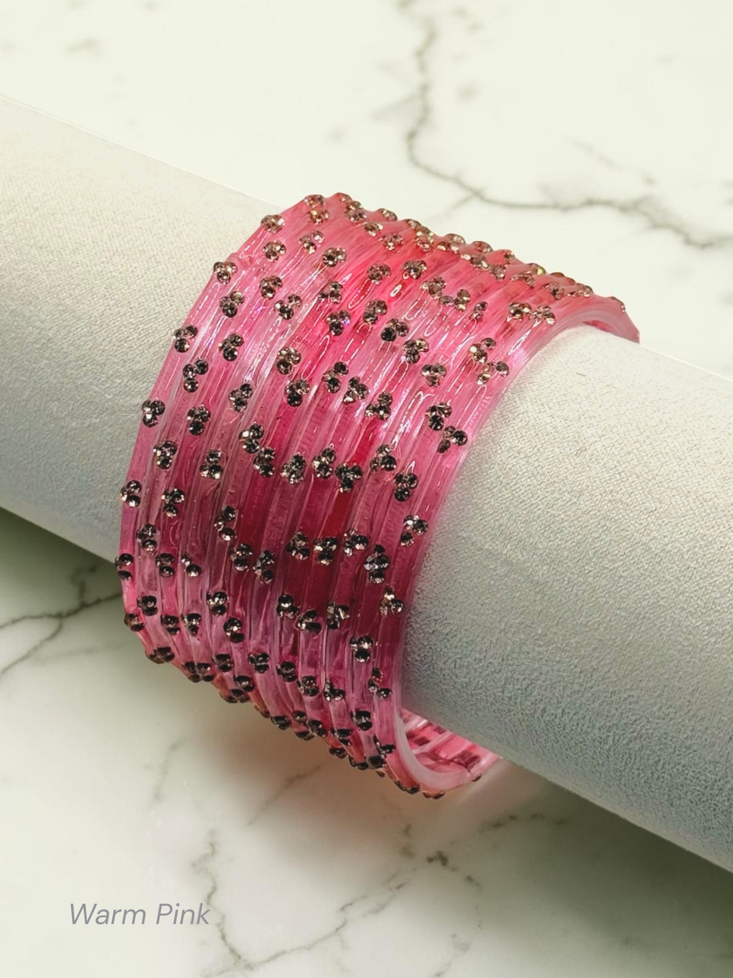 Nadia نادية Premium Quality Glass Bangles in Size 2.2 - Warm Pink