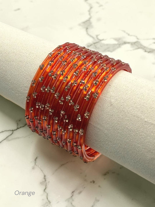 Nadia نادية Premium Quality Glass Bangles in Size 2.2, 2.4, 2.6, 2.8 - Orange