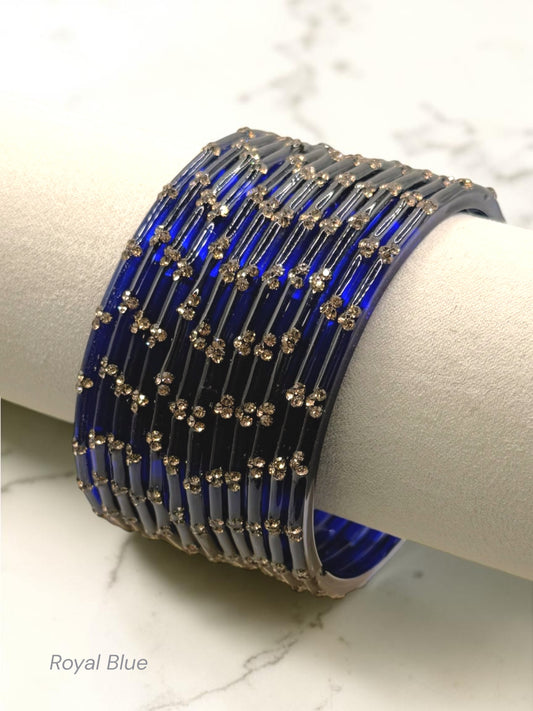 Nadia نادية Premium Quality Glass Bangles in Size 2.2, 2.4, 2.6, 2.8 - Royal Blue
