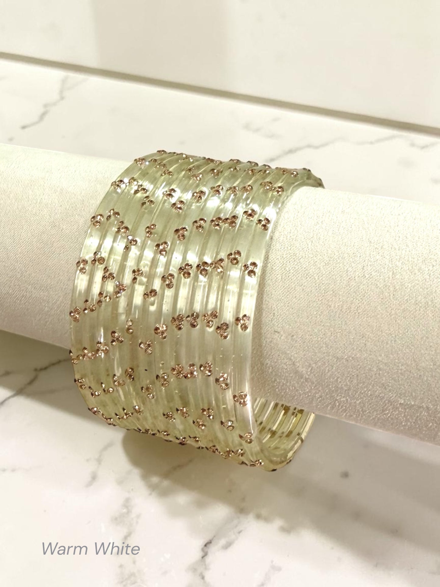 Nadia نادية Premium Quality Glass Bangles in Size 2.2, 2.4, 2.6, 2.8 - Warm White