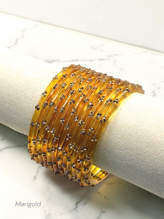 Nadia نادية Premium Quality Glass Bangles in Size 2.6 - Marigold
