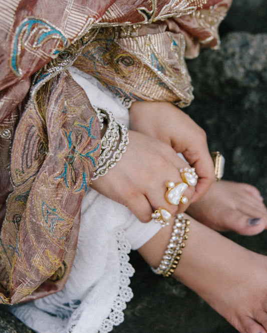 Fusion Pearl Two Finger Ring