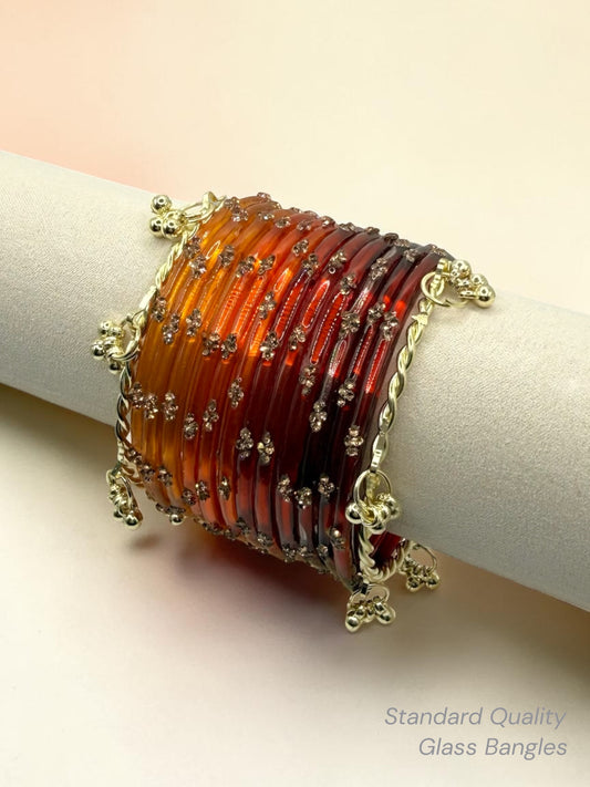 Sunset Kashmiri Glass Bangle Stack in Sizes 2.2, 2.4, 2.6, 2.8