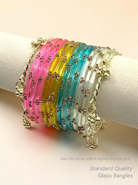Cotton Candy Kashmiri Glass Bangle Stack in Sizes 2.2, 2.4, 2.6, 2.8