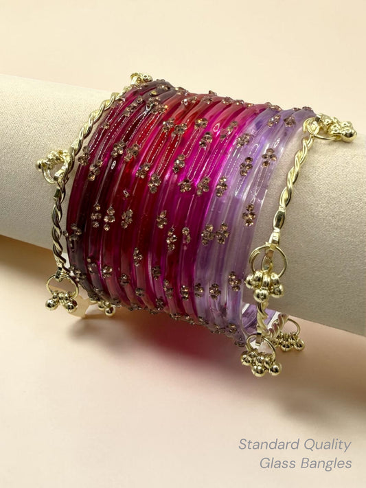 Princess Kashmiri Glass Bangle Stack in Sizes 2.4, 2.6, 2.8