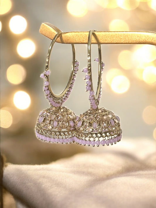 Mirza ميرزا Polki Jhumkay Hoops in Lavender